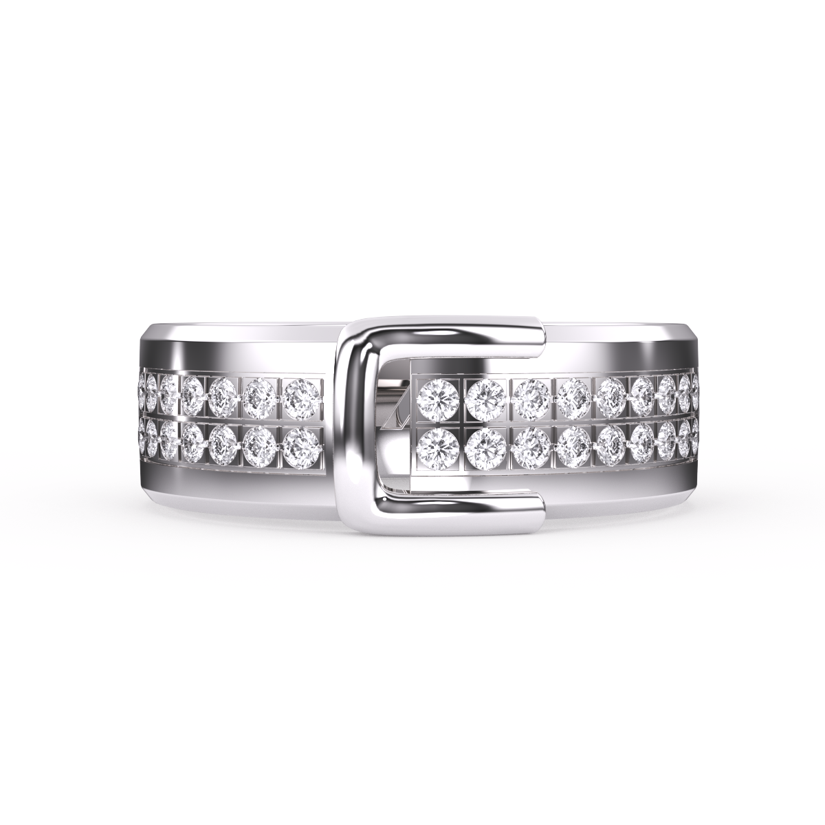 Colorless Diamond Buckle Ring for Men